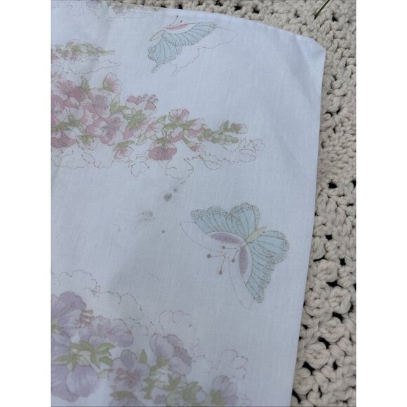 Vintage Single Martex King Size Pillowcase with Butterflies Floral Boho - Picture 5 of 7